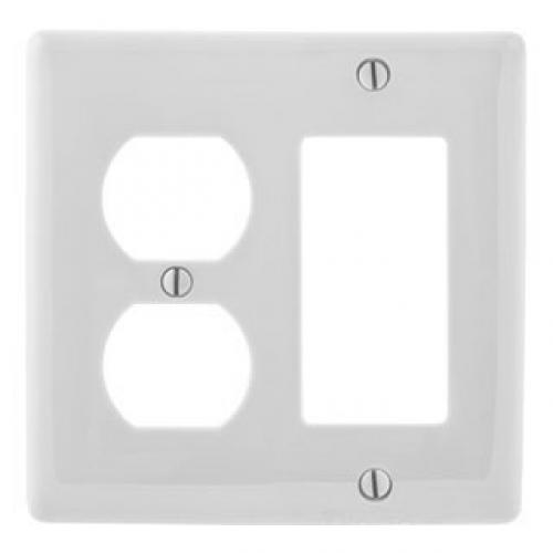 WALLPLATE, 2-G, 1) DUP 1) REC, WH